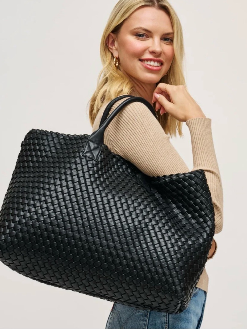 Urban Expressions Black Woven Tote Bag
